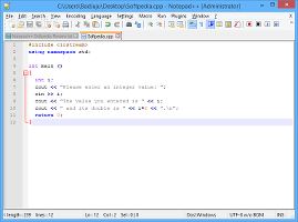 Showing a CPP example in Notepad++